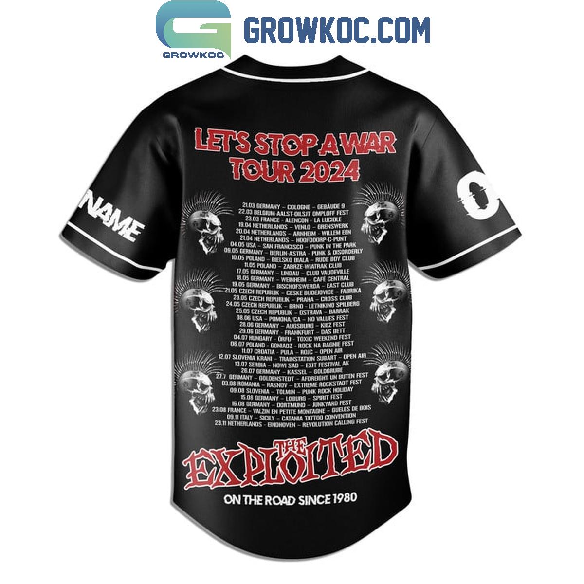 The Exploited Let’s Stop A War Tour 2024 Personalized Baseball Jersey baseball jersey product view 3