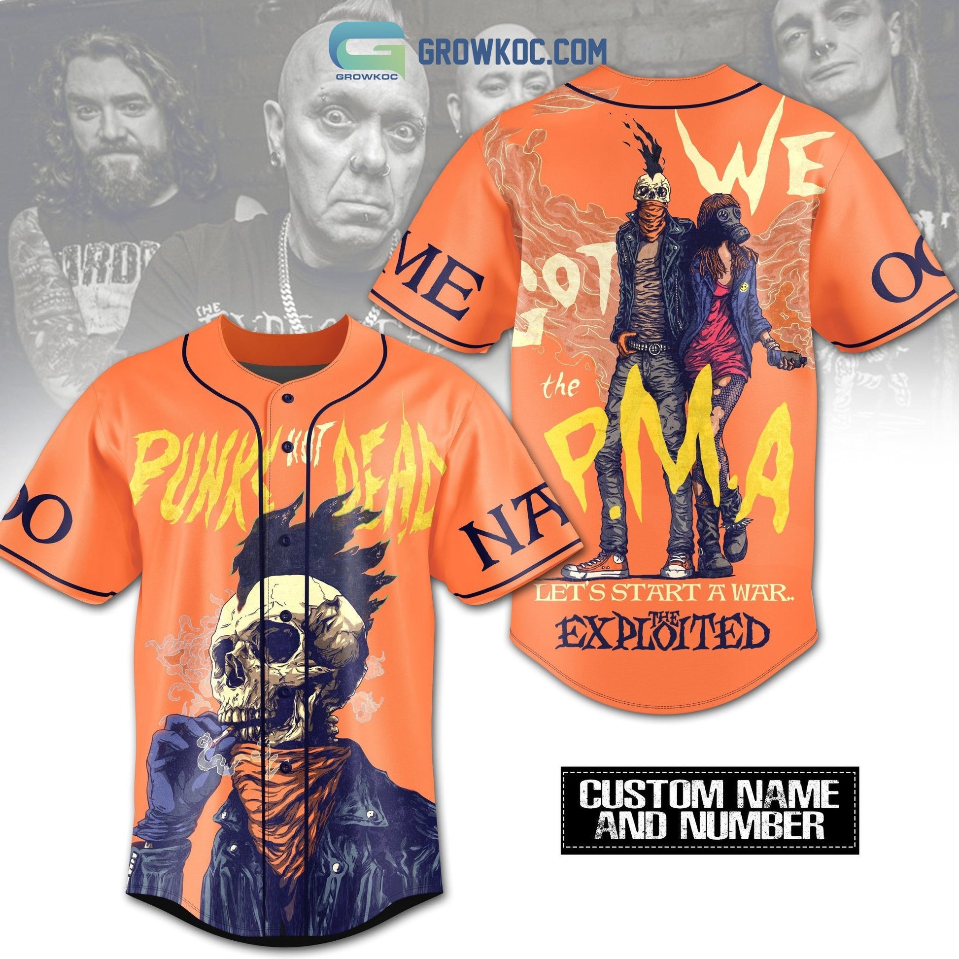 The Exploited Punks Not Dead Personalized Orange Design Baseball Jersey baseball jersey product view 1