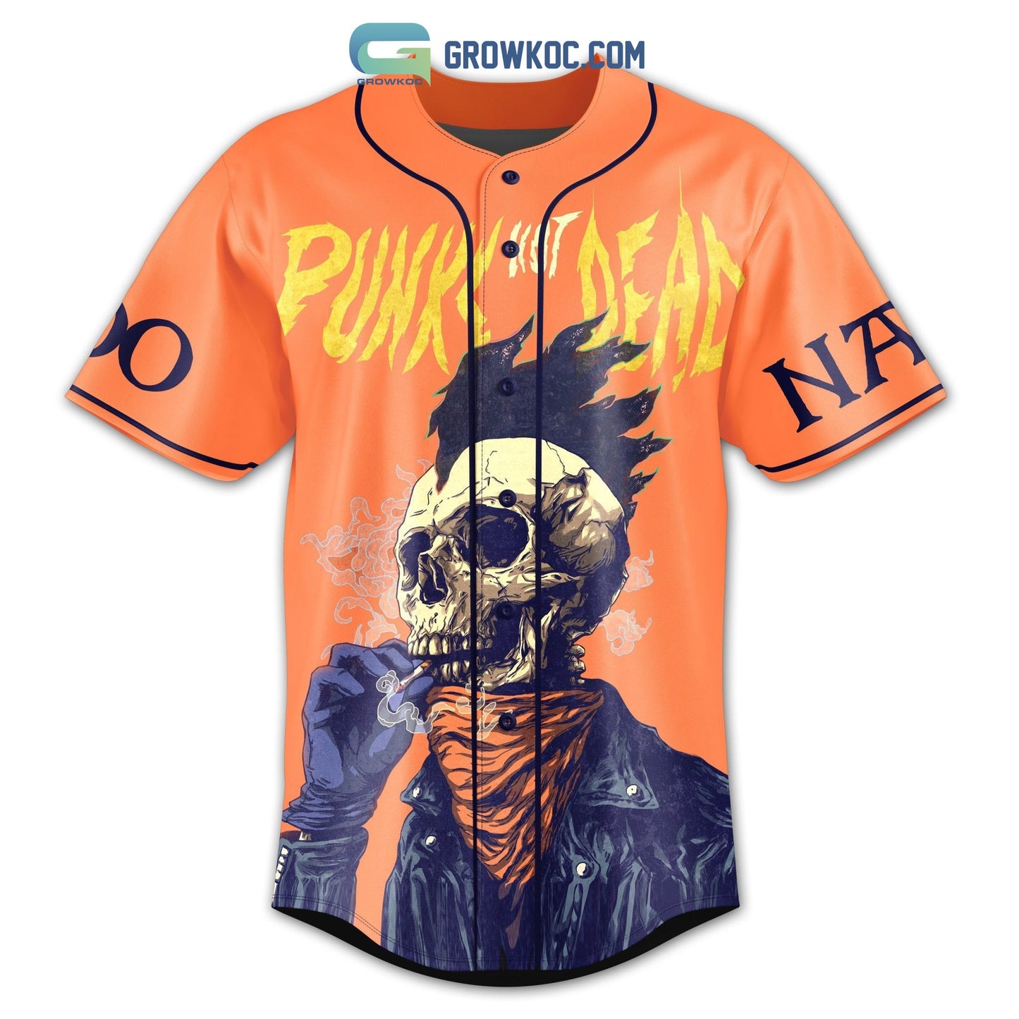 The Exploited Punks Not Dead Personalized Orange Design Baseball Jersey baseball jersey product view 3
