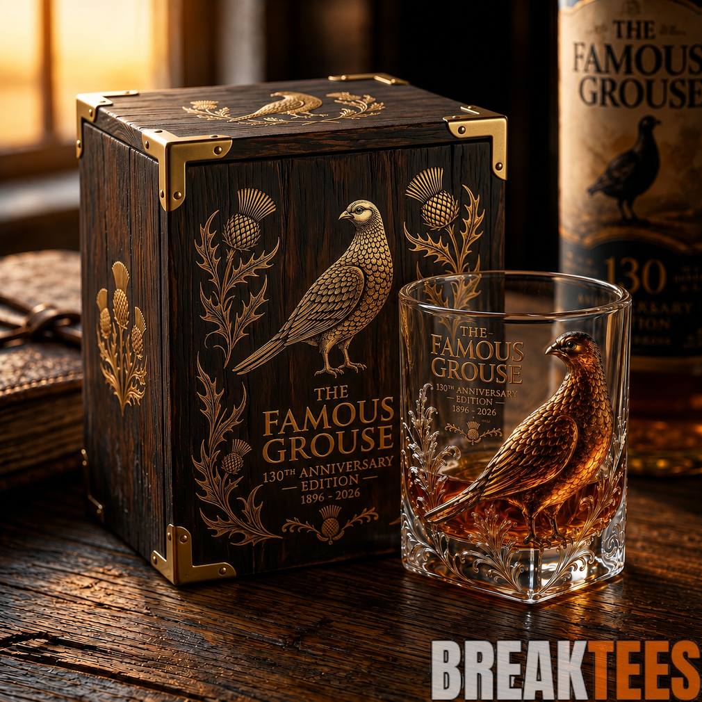 The Famous Grouse 130th Anniversary Whiskey Glass Unisex T-shirt, Sweatshirt, Hoodie, Long Sleeve Tee - T-Shirt, Sweatshirt, Hoodie