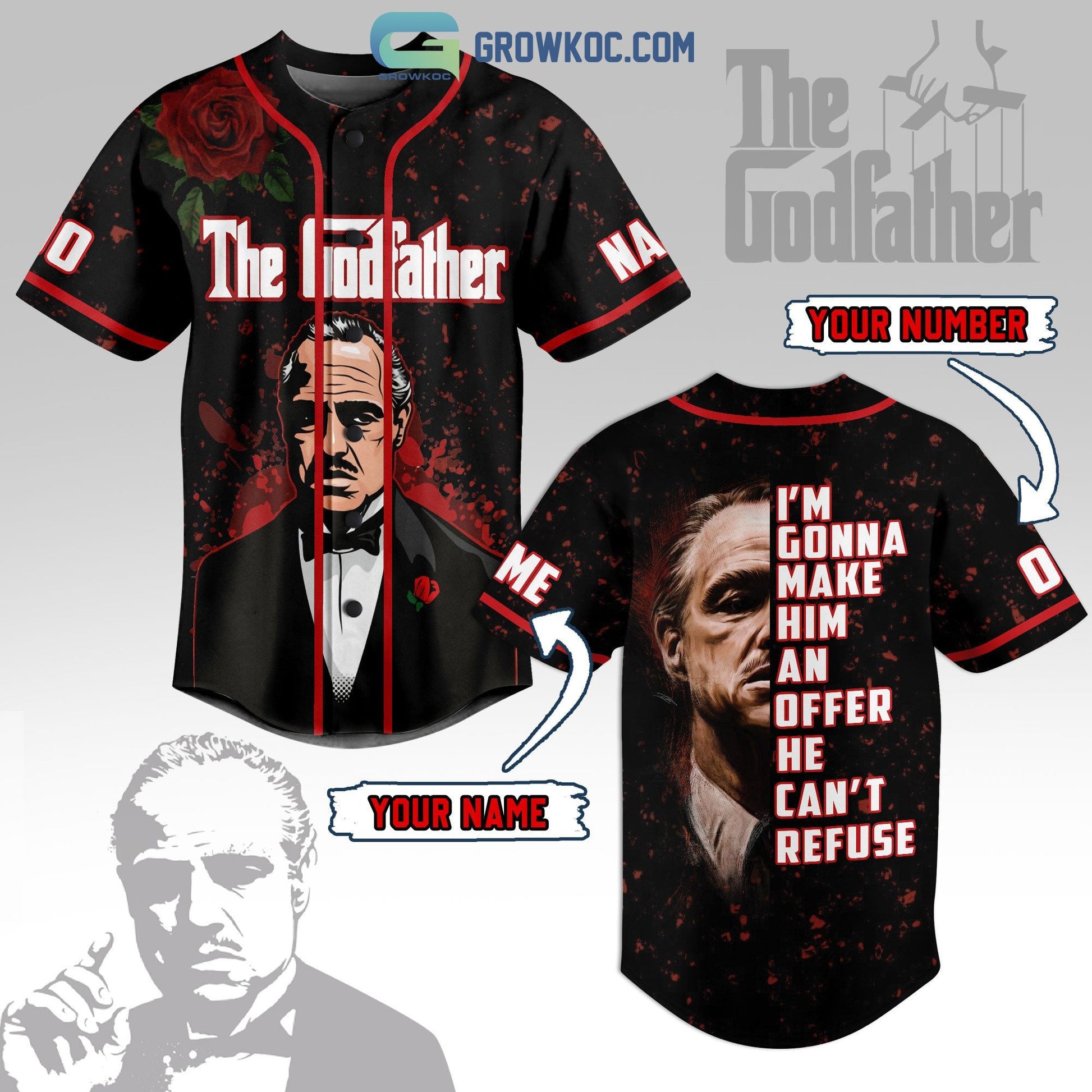 The Godfather I’m Gonna Make Him An Offer He Can’t Refuse Personalized Baseball Jersey baseball jersey product view 1