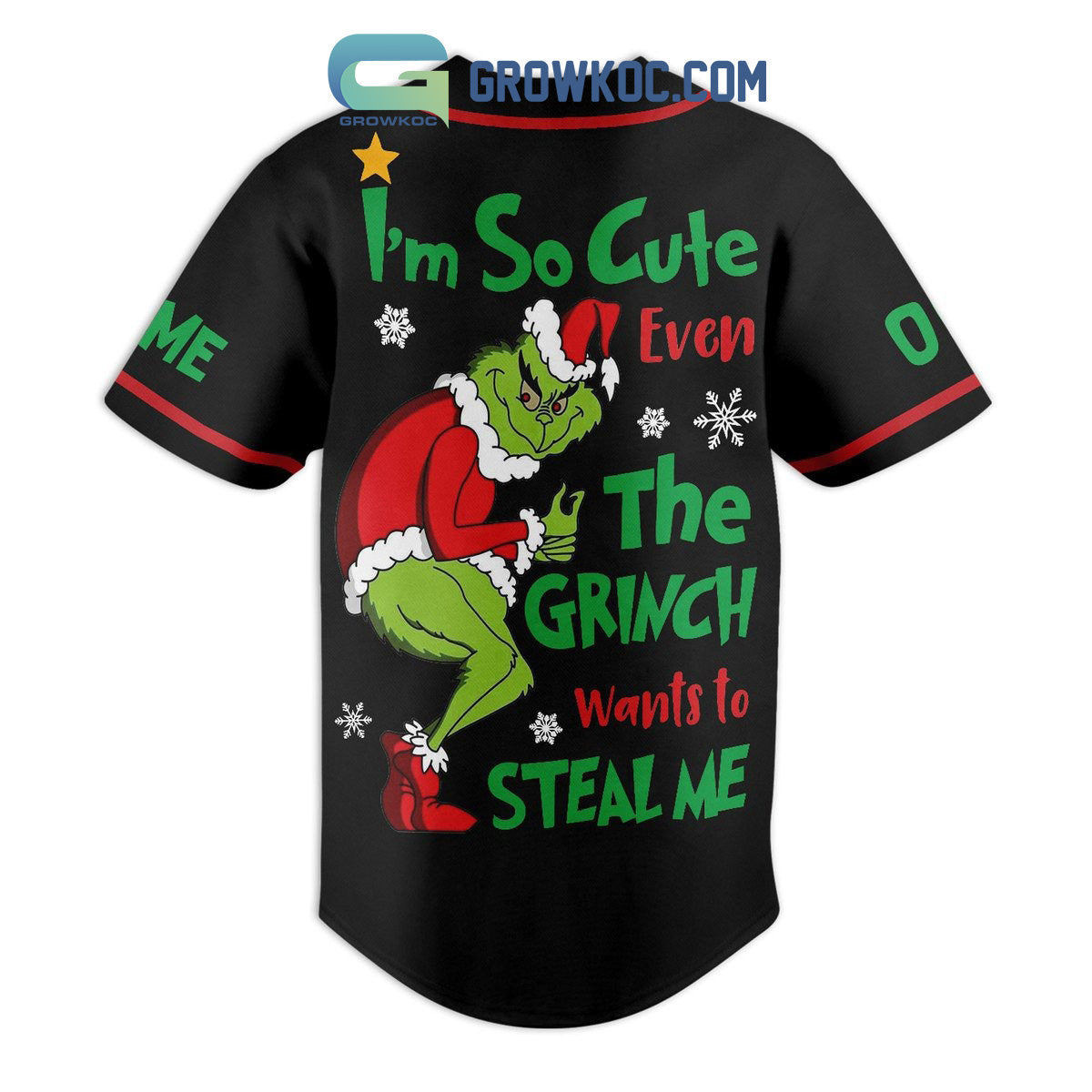 The Grinch I’m So Cute Even The Grinch Wants To Steal Me Personalized Baseball Jersey baseball jersey product view 3