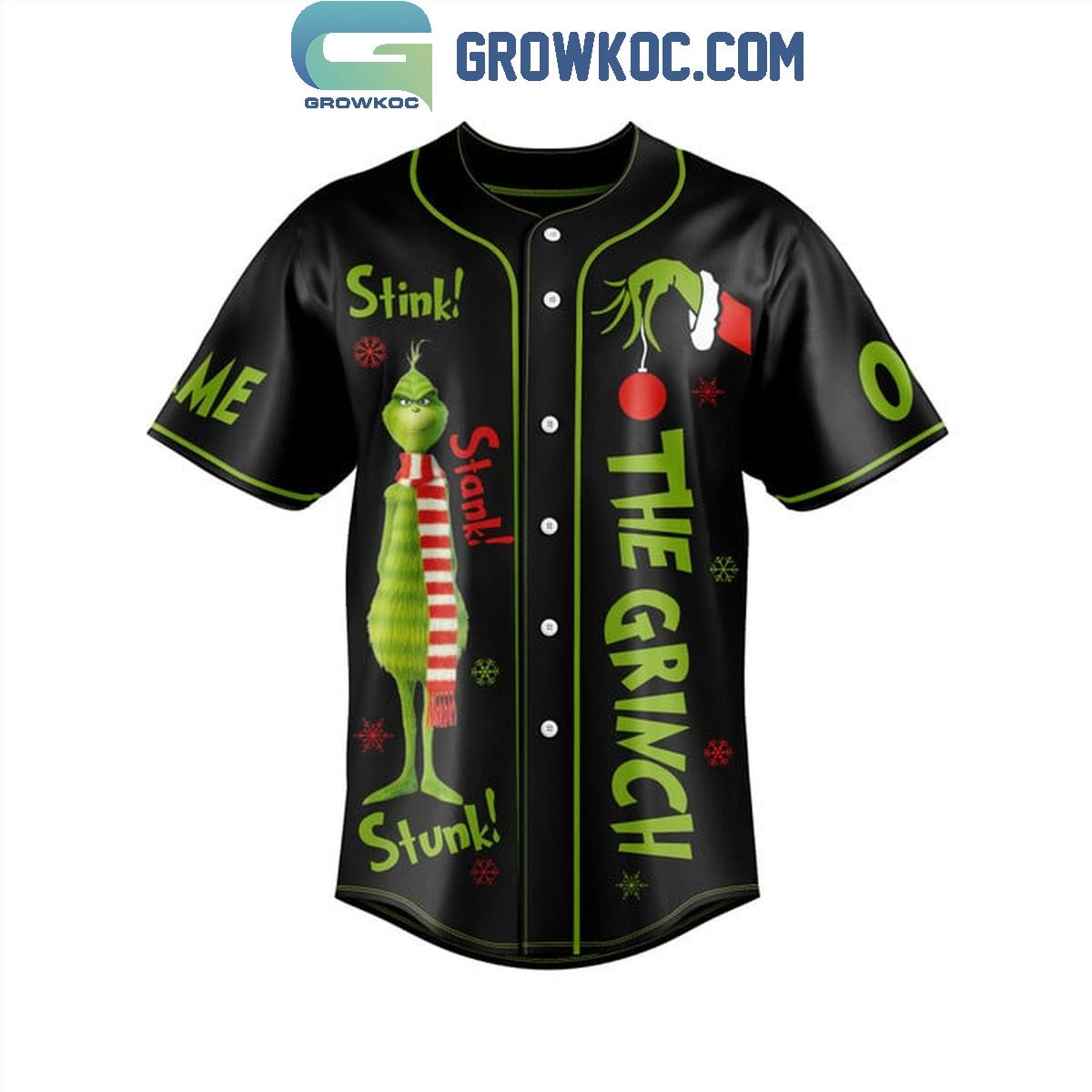 The Grinch Just Waiting For Grinchmas Merry Grinchmas 2024 Personalized Baseball Jersey baseball jersey product view 2