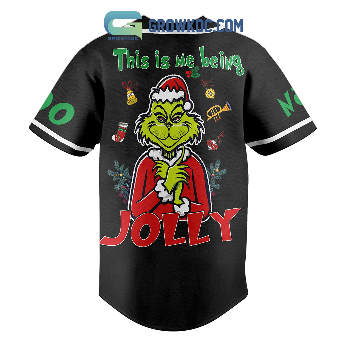 The Grinch This Is My Being Jolly Personalized Baseball Jersey baseball jersey product view 3