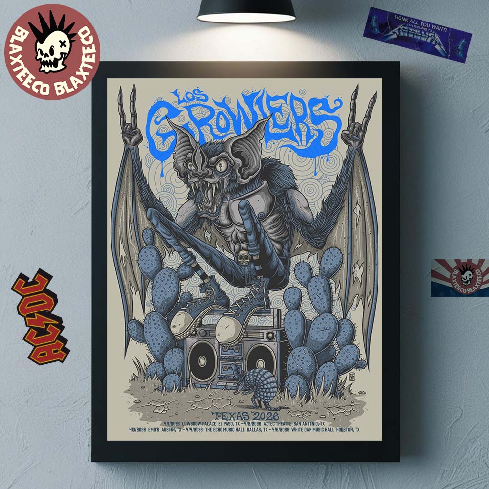 The Growlers Texas 2026 Run Shows Schedule Dates Poster The Bat With Boombox Art Poster Canvas - T-Shirt, Sweatshirt, Hoodie