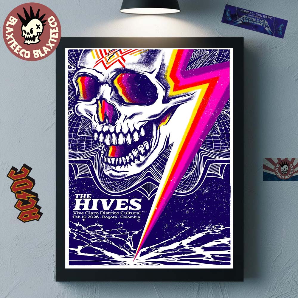 The Hives Bogota Colombia 2026 Event Poster At Vive Claro Distrito Cultural On February 10 2026 Lightning Skull Art Home Decor Poster Canvas - T-Shirt, Sweatshirt, Hoodie