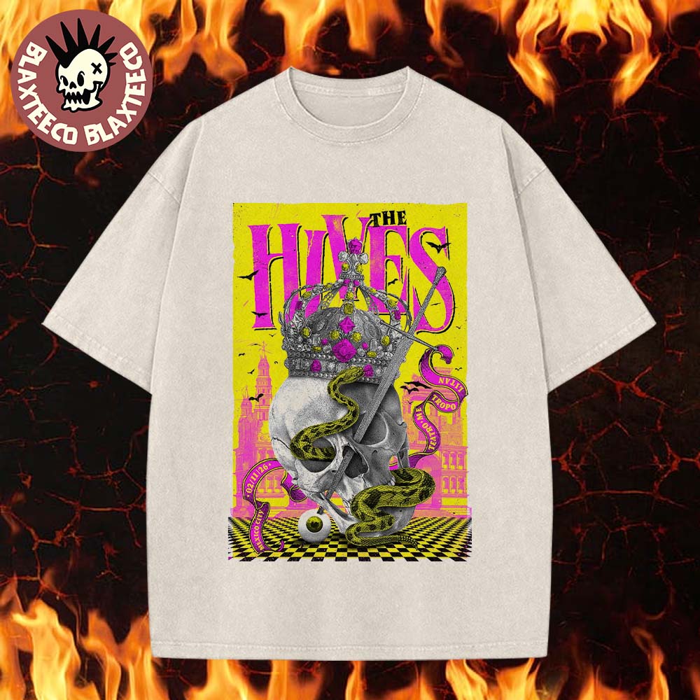 The Hives Mexico City 2026 Event Poster At Teatro Metropolitan On February 11 2026 Retro Washed Tee - T-Shirt, Sweatshirt, Hoodie