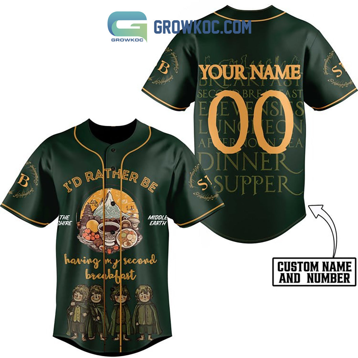The Hobbit I’d Rather Be Having My Second Breakfast Personalized Baseball Jersey baseball jersey product view 1