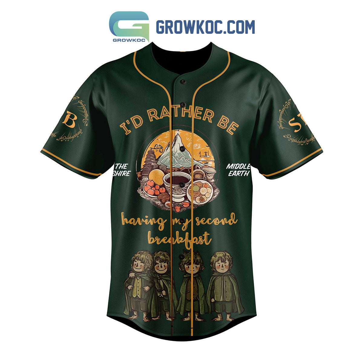 The Hobbit I’d Rather Be Having My Second Breakfast Personalized Baseball Jersey baseball jersey product view 3