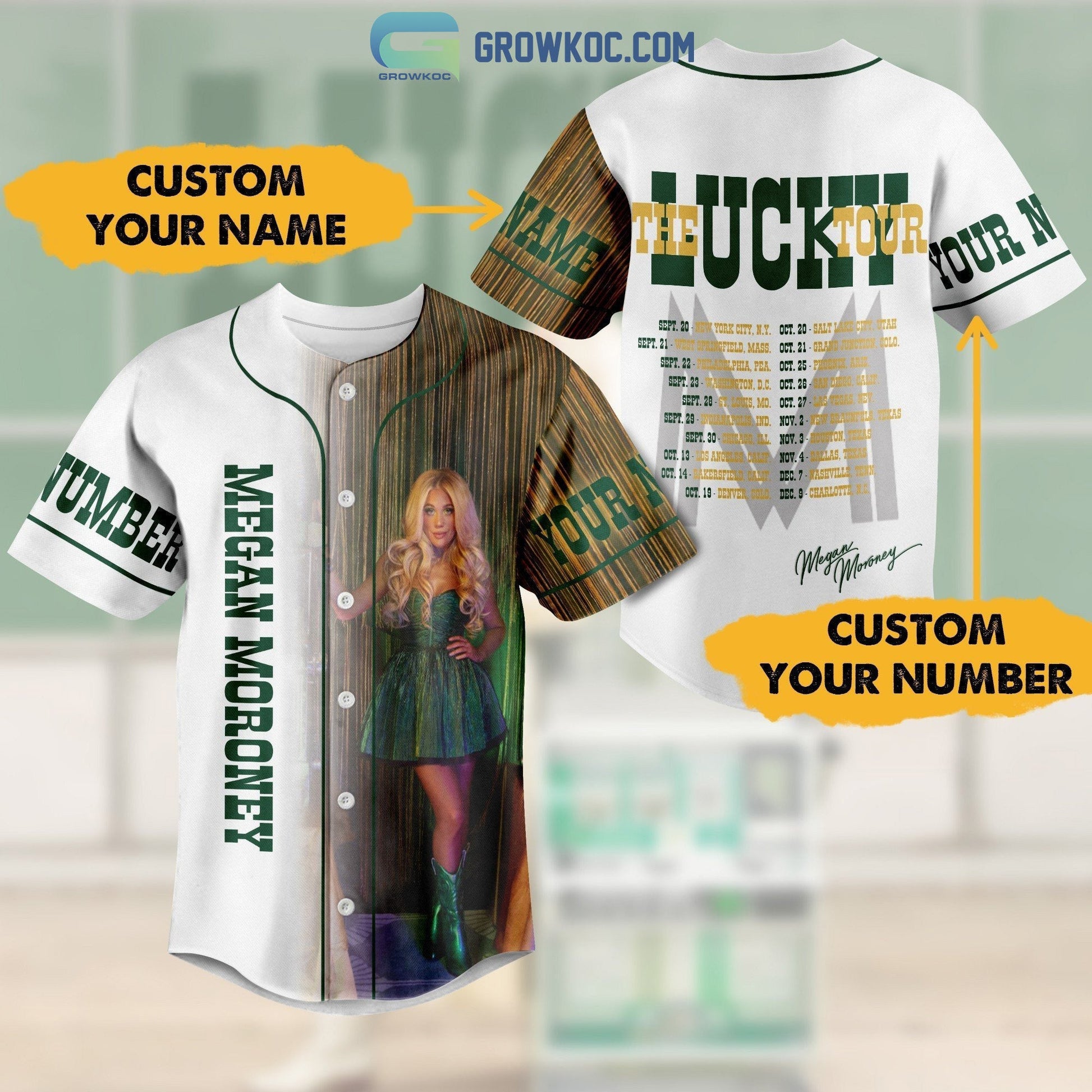 The Lucky Tour Megan Moroney Personalized Baseball Jersey baseball jersey product view 1