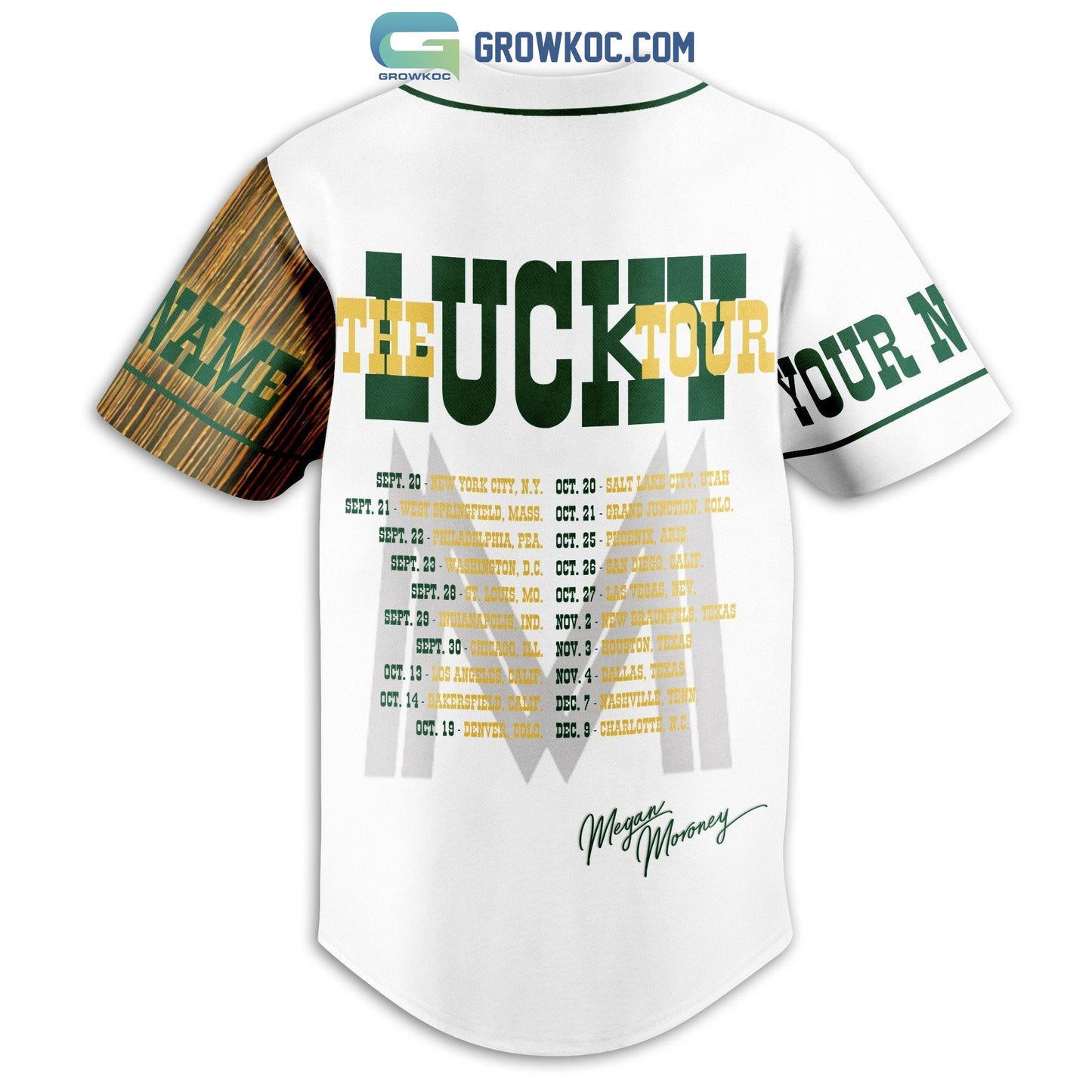 The Lucky Tour Megan Moroney Personalized Baseball Jersey baseball jersey product view 2