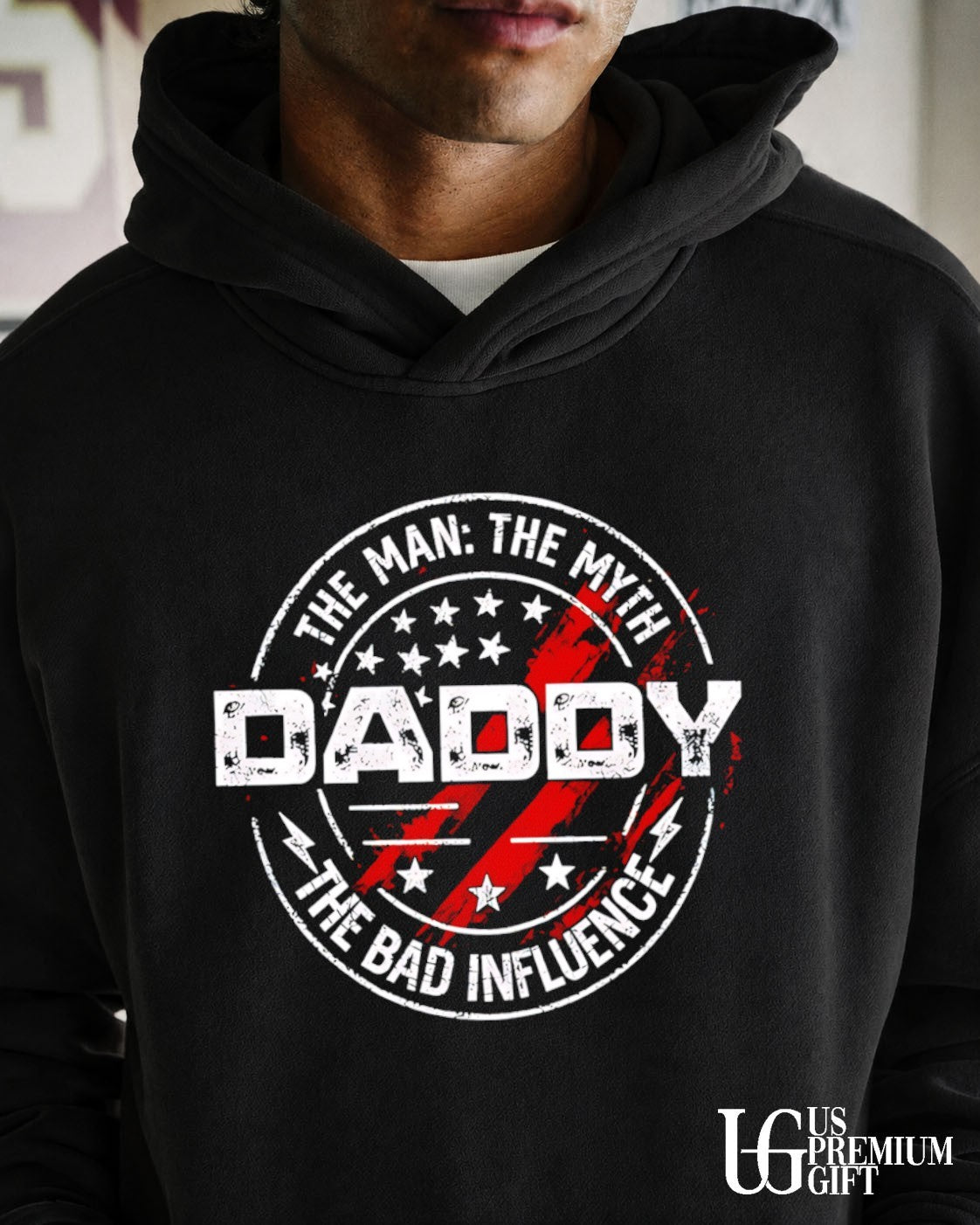 The Man Myth Daddy Bad Influence logo - Adult & Kids T-Shirts, Sweatshirts & Hoodies apparel design preview 5