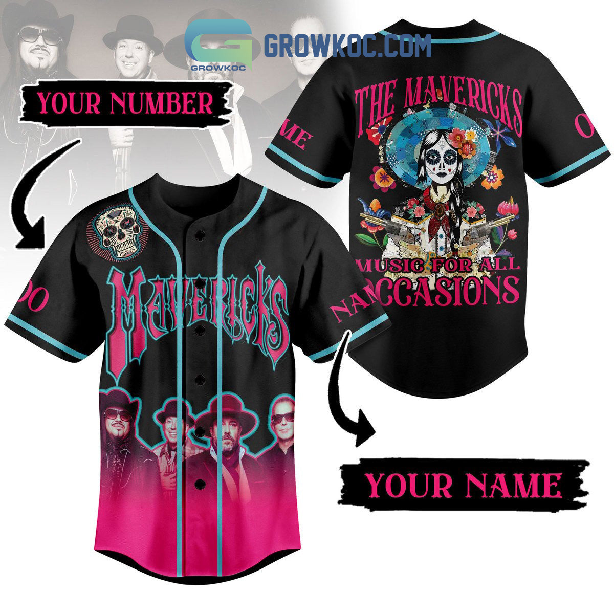 The Mavericks Music For All Occasions Personalized Baseball Jersey baseball jersey product view 1