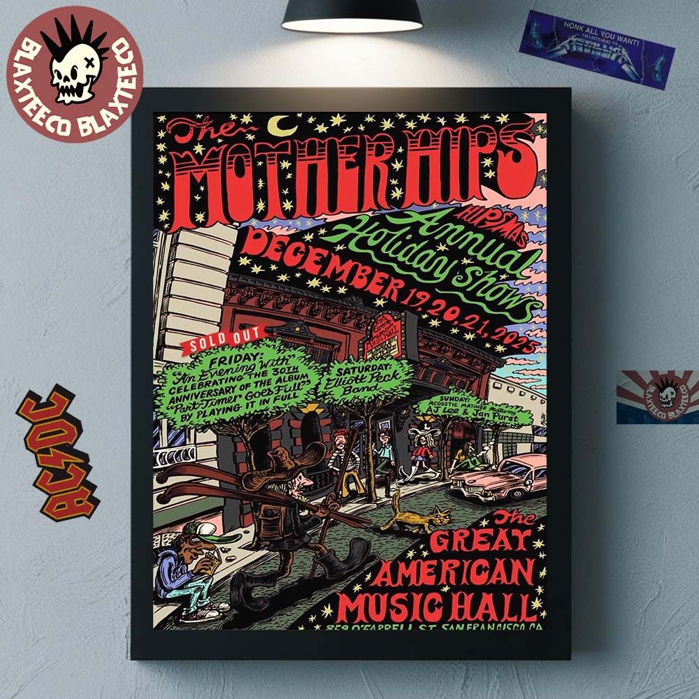 The Mother Hips Hipsmas Annual Holday Shows 2025 Event Poster In San Francisco California At The Great American Music Hall On December 19 20 21 2025 Poster Canvas - T-Shirt, Sweatshirt, Hoodie