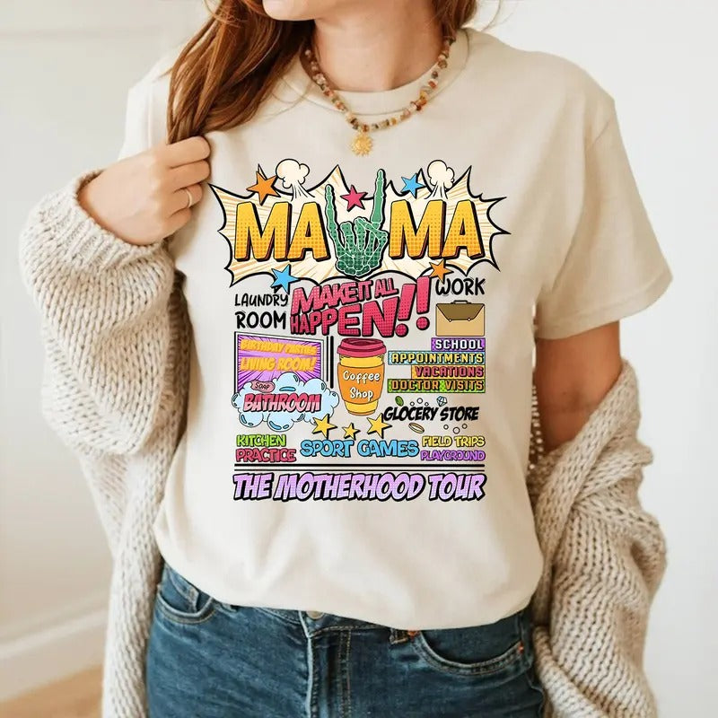 Motherhood Tour Some Days I Rock Rocks Me Mama - Adult & Kids T-Shirts, Sweatshirts & Hoodies apparel design preview 1