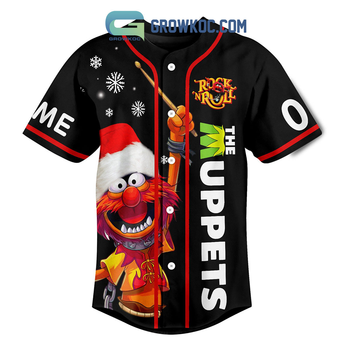The Muppets Rock N Roll Christmas Drumming Personalized Baseball Jersey baseball jersey product view 2