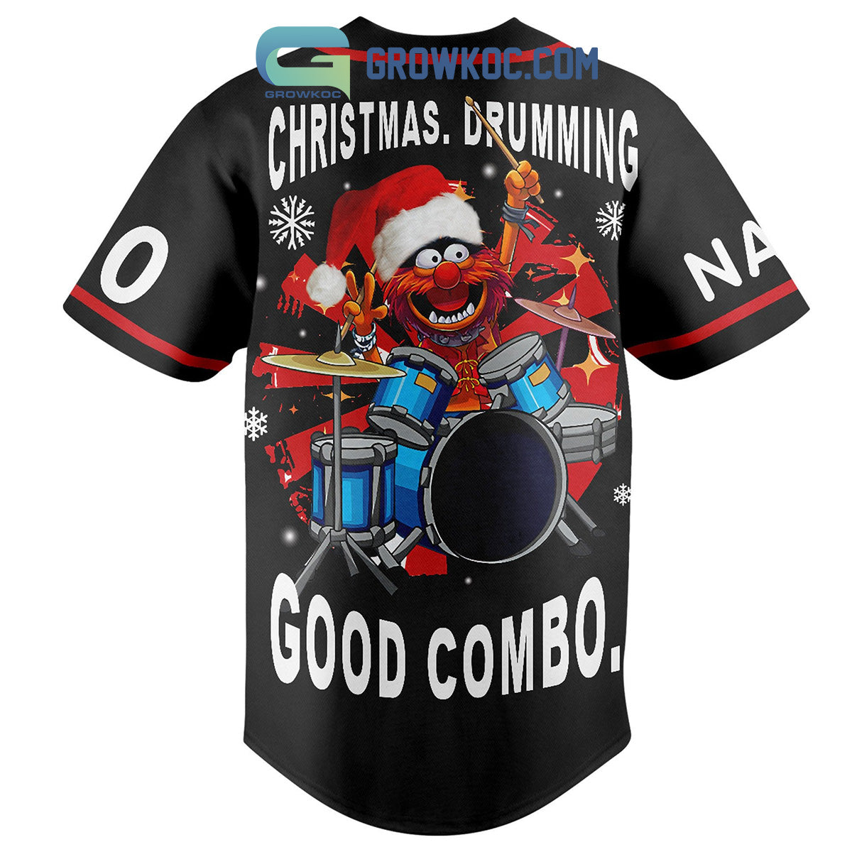 The Muppets Rock N Roll Christmas Drumming Personalized Baseball Jersey baseball jersey product view 3