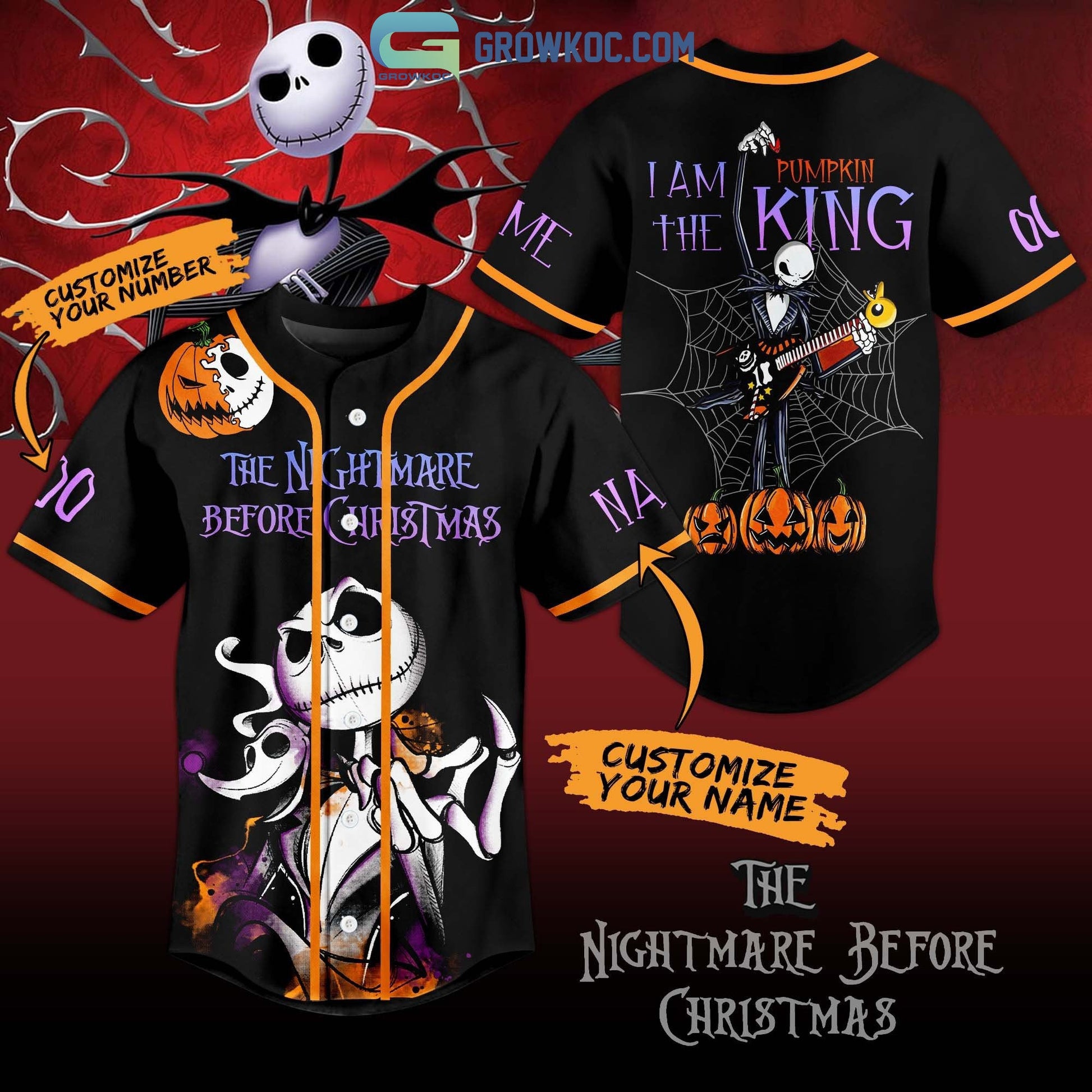 The Nightmare Before Christmas I Am The Pumpkin King Personalized Baseball Jersey baseball jersey product view 1