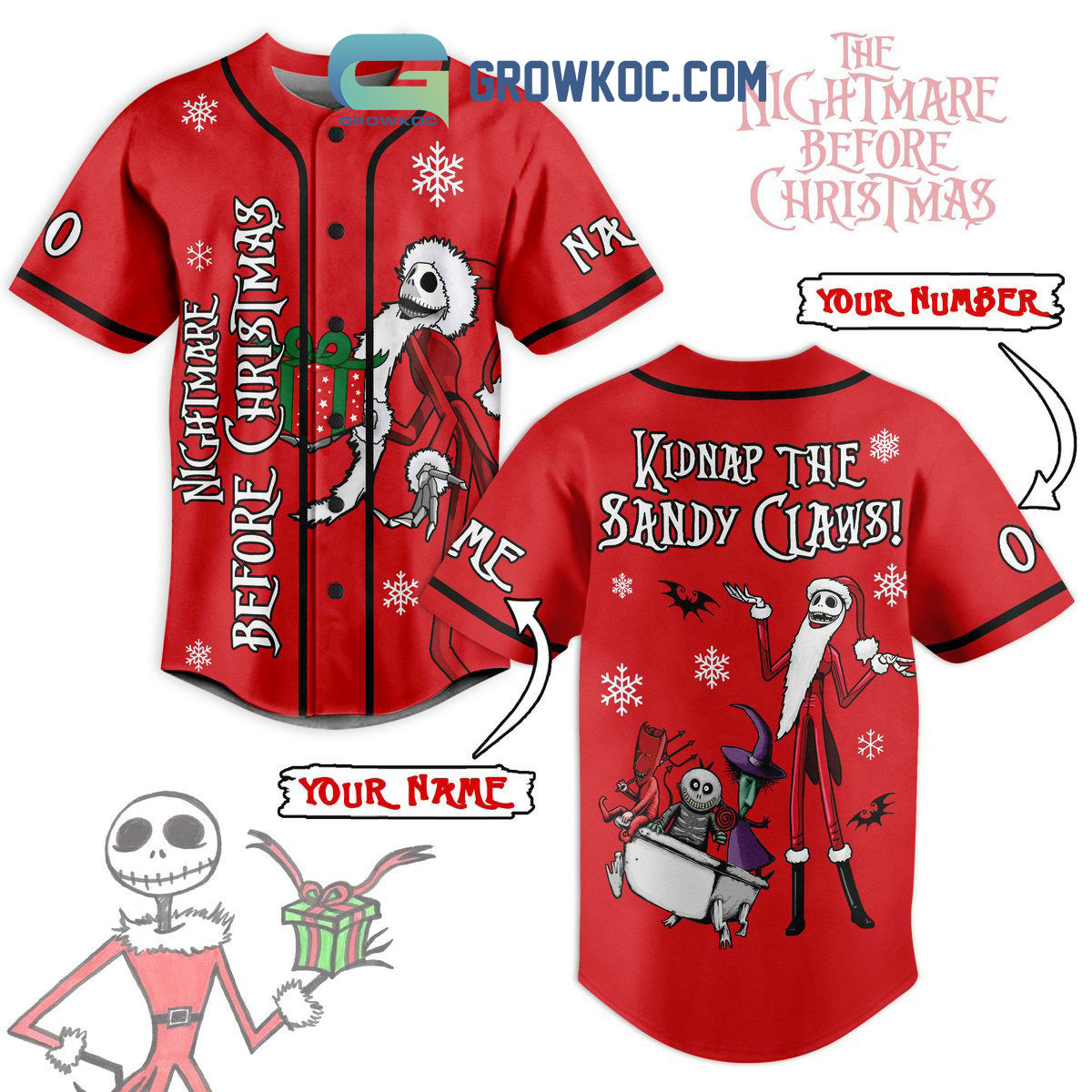 The Nightmare Before Christmas Kidnap The Sandy Claws Personalized Baseball Jersey baseball jersey product view 1