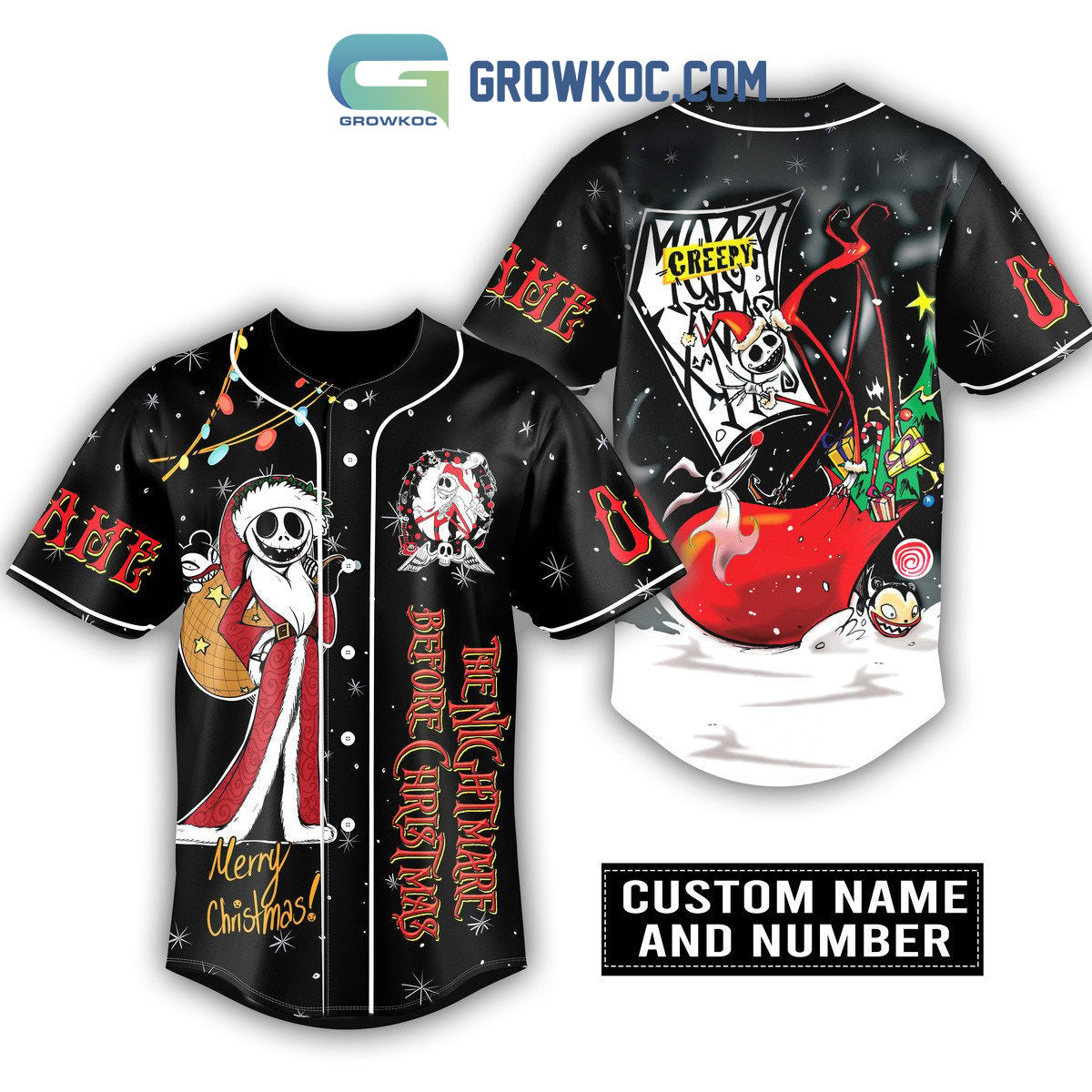 The Nightmare Before Christmas Merry Christmas Personalized Baseball Jersey baseball jersey product view 1