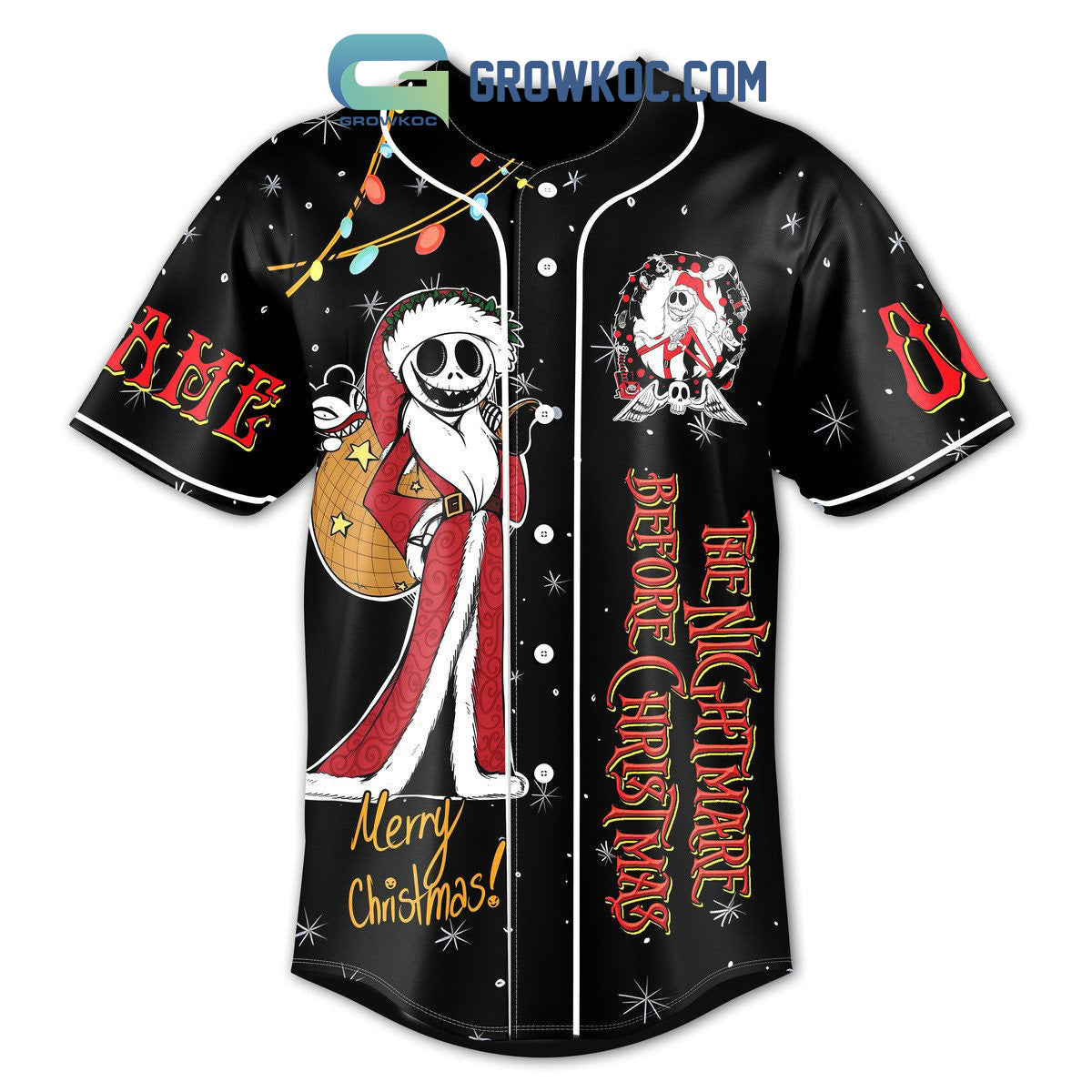 The Nightmare Before Christmas Merry Christmas Personalized Baseball Jersey baseball jersey product view 2