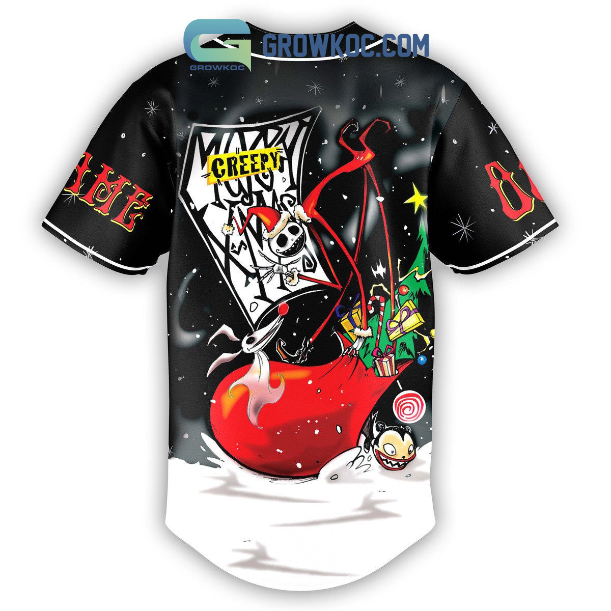The Nightmare Before Christmas Merry Christmas Personalized Baseball Jersey baseball jersey product view 3