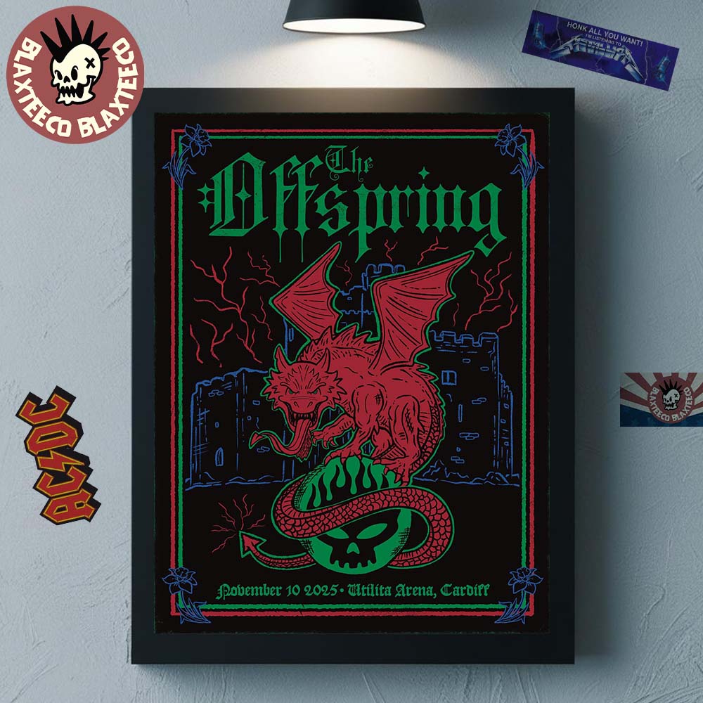 The Offspring Cardiff Wales 2025 Event Poster At Utilita Arena On November 10 2025 Signature Red Dragon Art Home Decor Poster Canvas - T-Shirt, Sweatshirt, Hoodie