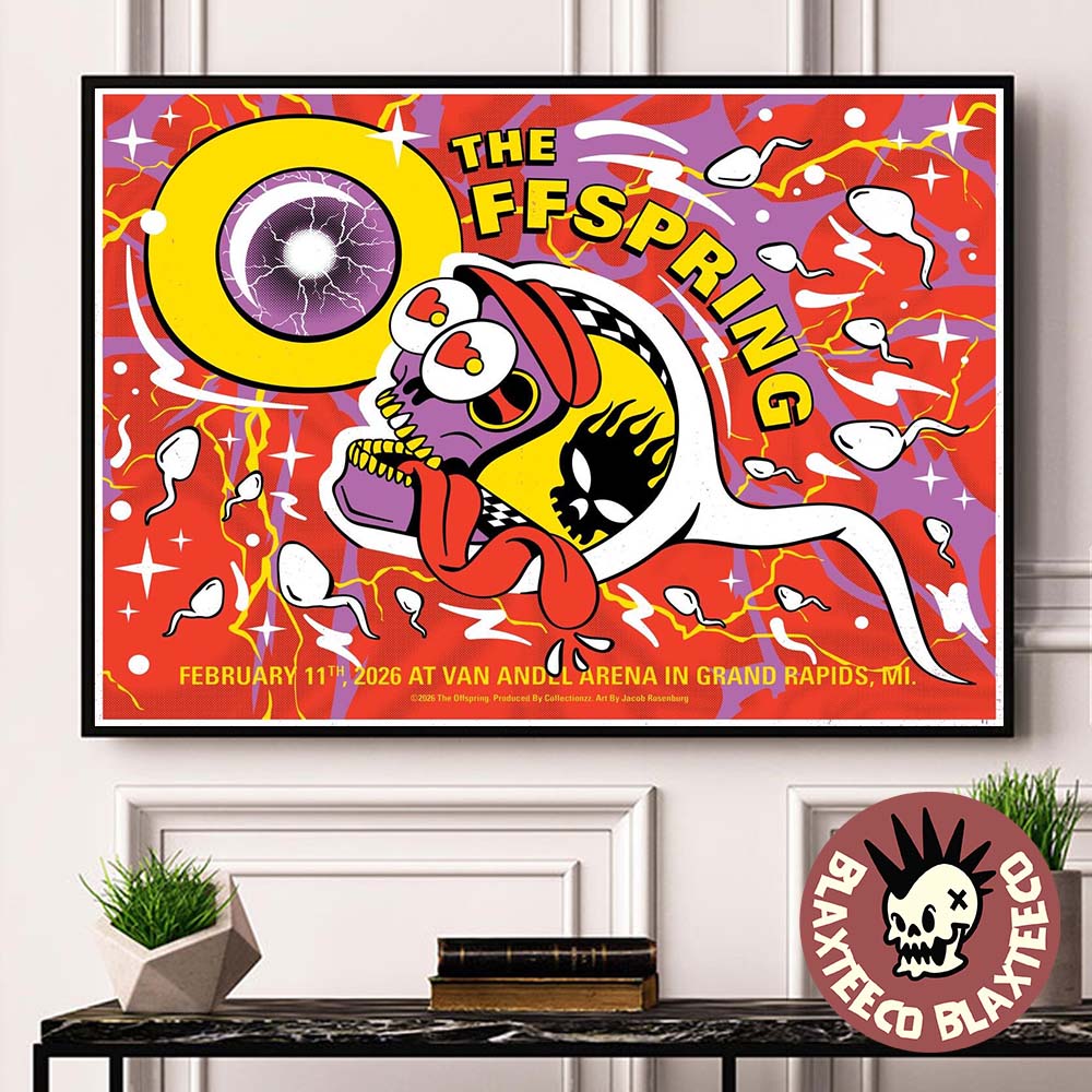 The Offspring Grand Rapids Michigan 2026 Tonight Show Poster At Van Andel Arena On February 11 2026 Skull Sperm Art Poster Canvas - T-Shirt, Sweatshirt, Hoodie