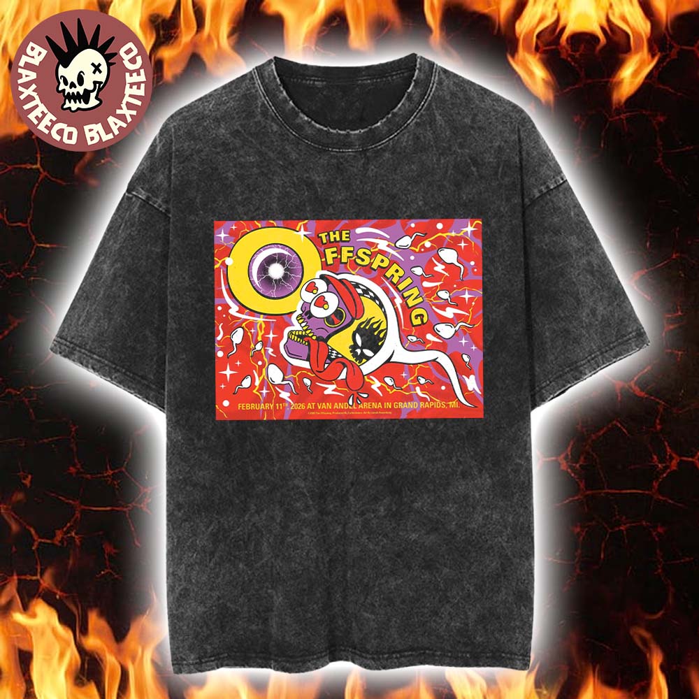 The Offspring Grand Rapids Michigan 2026 Tonight Show Poster At Van Andel Arena On February 11 2026 Skull Sperm Art Washed Tee - T-Shirt, Sweatshirt, Hoodie