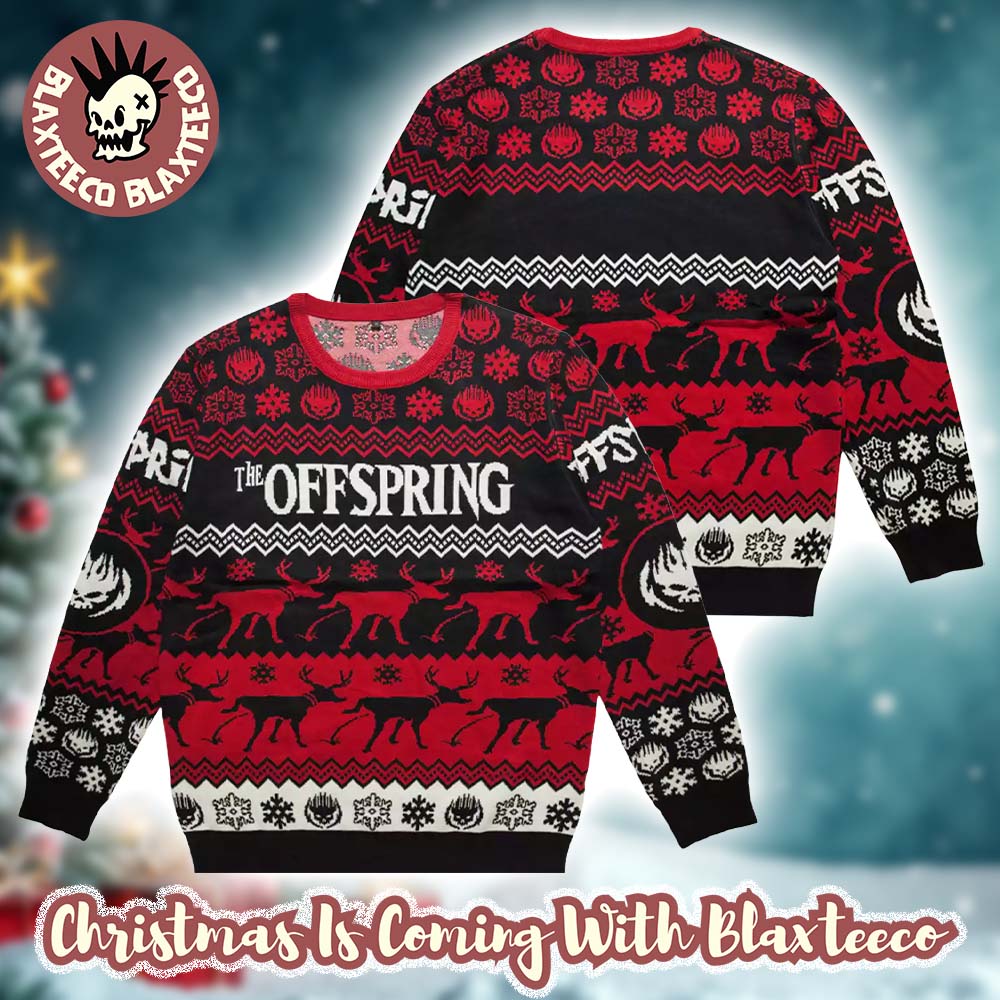 The Offspring Reindeer Black And Red Ugly Christmas Sweater Unisex T-shirt, Sweatshirt, Hoodie, Long Sleeve Tee - T-Shirt, Sweatshirt, Hoodie