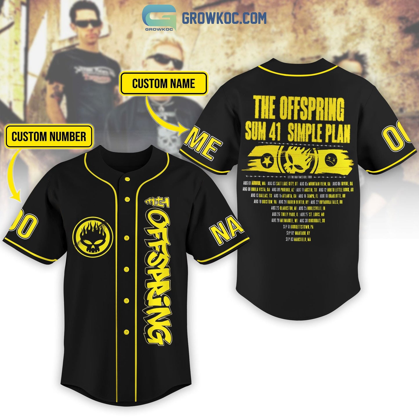 The Offspring Sum 41 Simple Plan Personalized Baseball Jersey baseball jersey product view 1