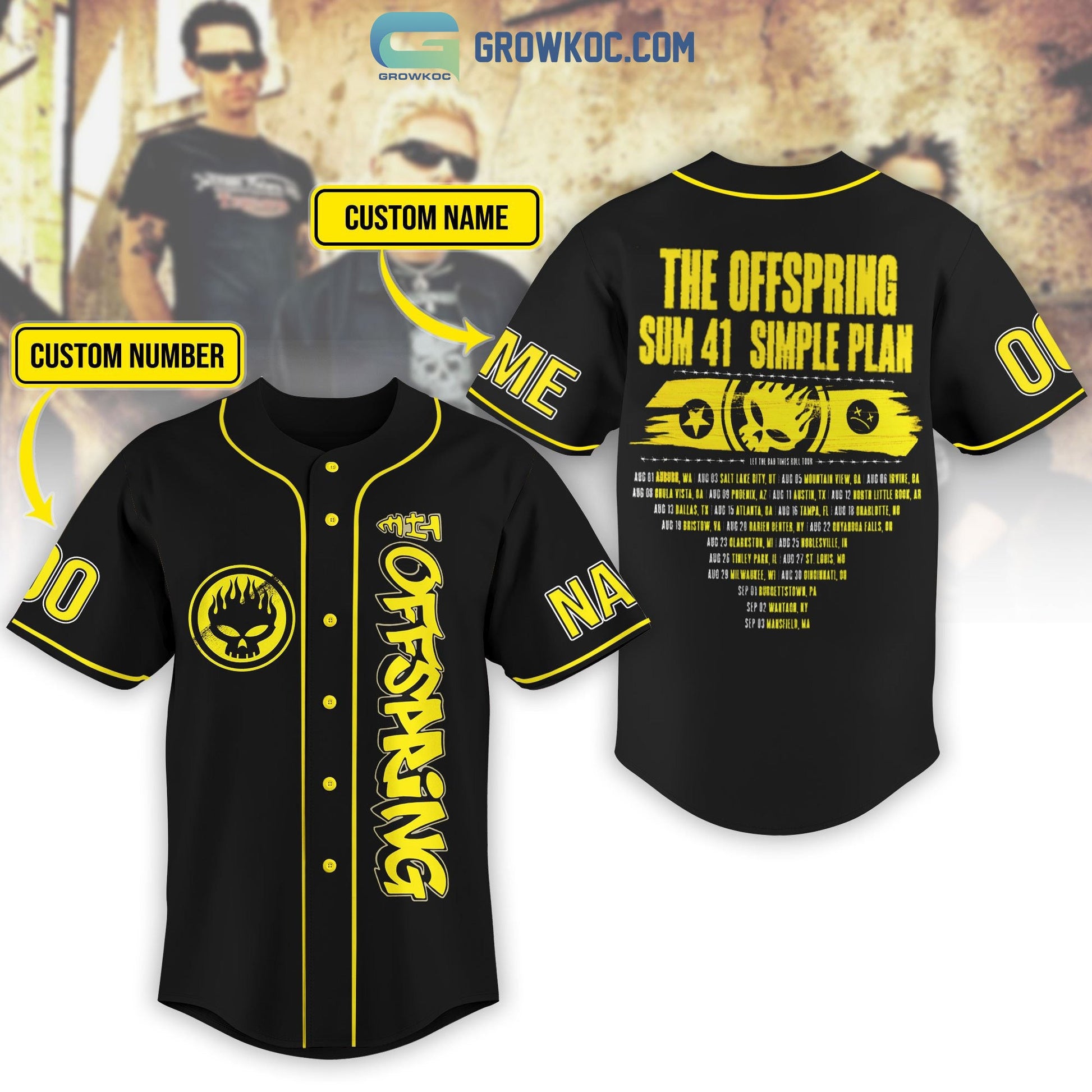 The Offspring Sum 41 Simple Plan Personalized Baseball Jersey baseball jersey product view 1