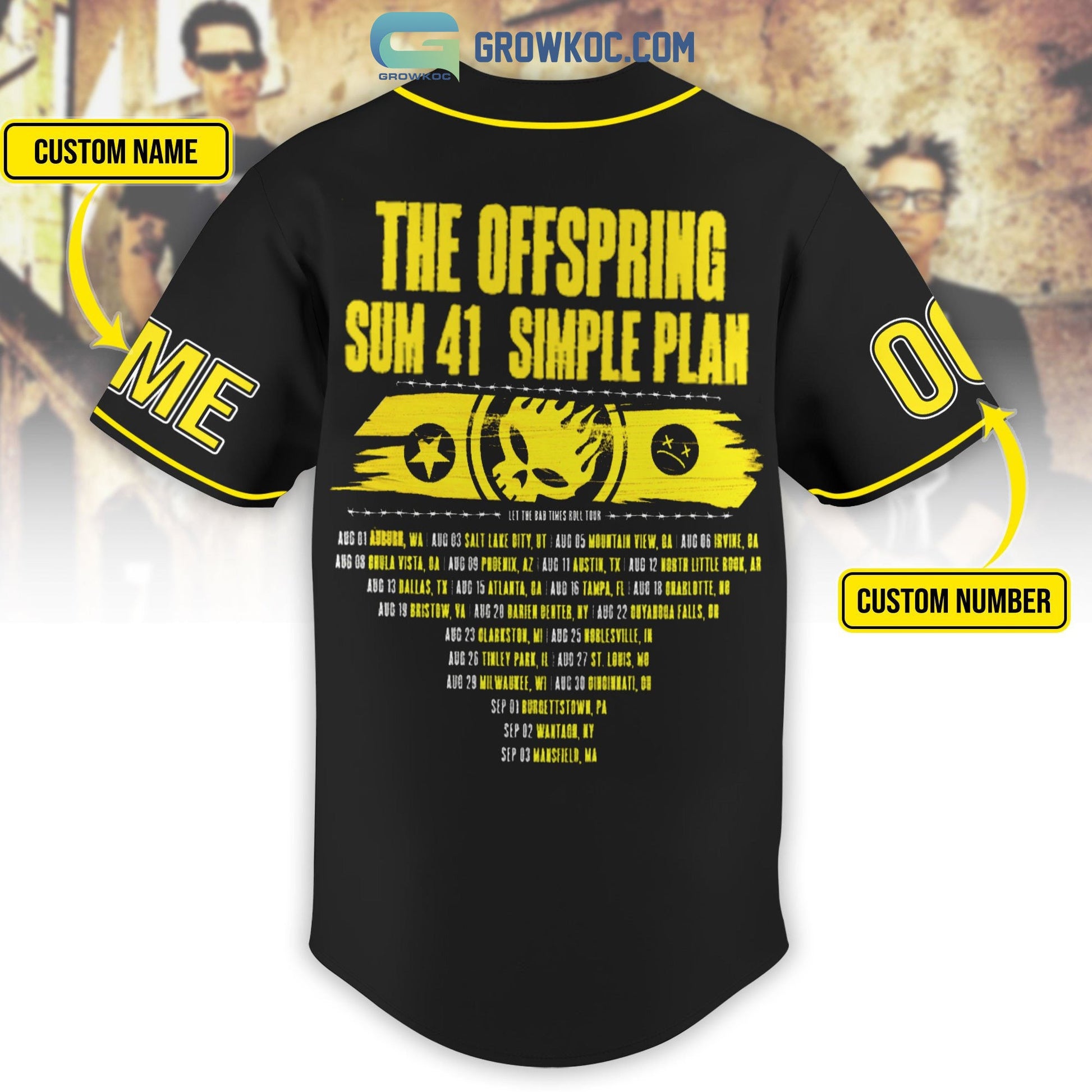 The Offspring Sum 41 Simple Plan Personalized Baseball Jersey baseball jersey product view 3