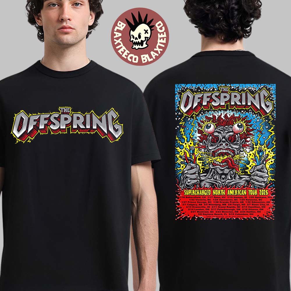 The Offspring Supercharged North American Tour 2026 With Dates Official Tour Poster Two Sided T-Shirt - T-Shirt, Sweatshirt, Hoodie