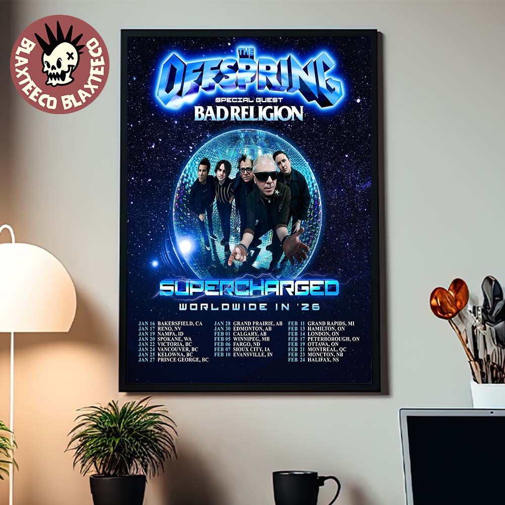 The Offspring Supercharged Worldwide In 26 North America Tour 2026 City Dates Home Decor Poster Canvas - T-Shirt, Sweatshirt, Hoodie