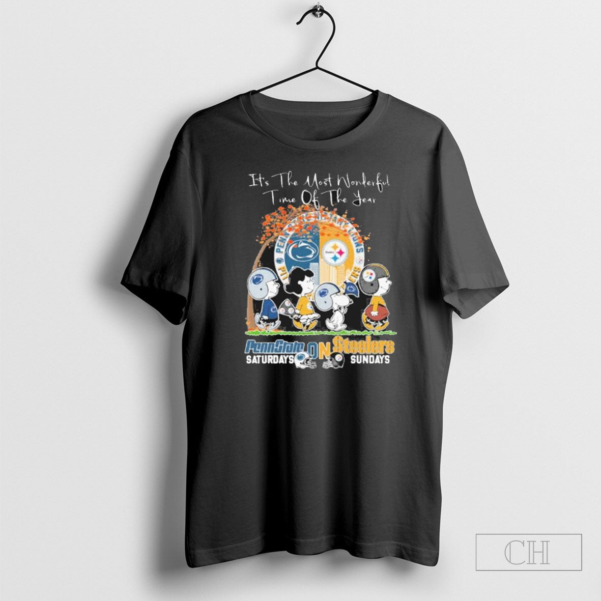 The Peanuts Walking X Penn State And Steelers Its The Most Wonderful Time Of The Unisex T-shirt, Sweatshirt, Hoodie, Long Sleeve Tee - T-Shirt, Sweatshirt, Hoodie