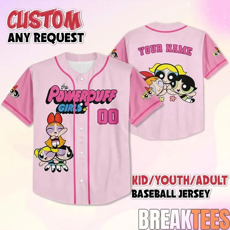 The Powerpuff Girls Baseball Jersey Kid & Adults V1 baseball jersey product view 1
