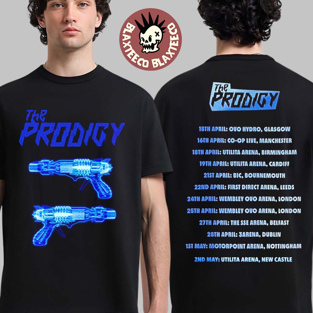 The Prodigy Warriors Dance UK And Ireland Arena Tour 2026 Merch The Electric Guns T-Shirt Unisex T-shirt, Sweatshirt, Hoodie, Long Sleeve Tee - T-Shirt, Sweatshirt, Hoodie