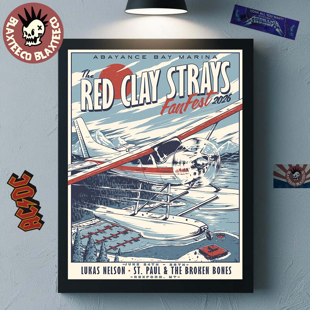 The Red Clay Strays Fan Fest 2026 Gig Poster For Show In Rexford Montana At Abayance Bay Marina From June 24 To 28 2026 Decor Poster Canvas - T-Shirt, Sweatshirt, Hoodie