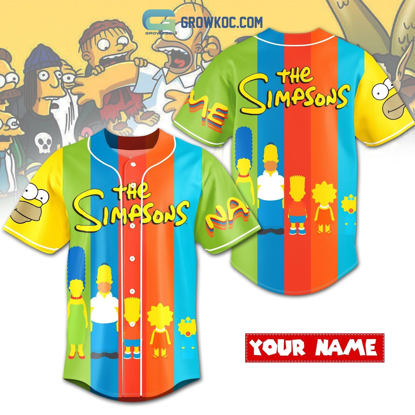 The Simpsons American Sitcom Personalized Baseball Jersey baseball jersey product view 1