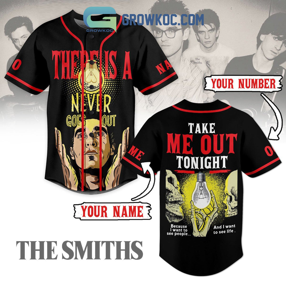 The Smiths There Is A Never Goes Out Take Me Out Tonight Personalized Baseball Jersey baseball jersey product view 1