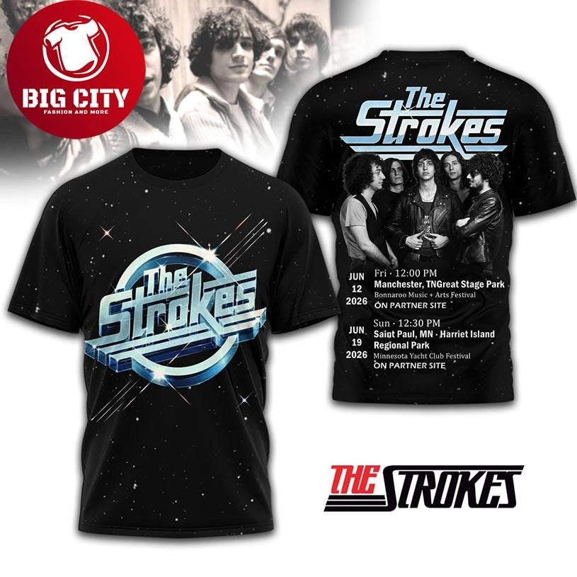 The Strokes 2026 Concert Schedule Ready For The Show Two Sided Shirt Unisex T-shirt, Sweatshirt, Hoodie, Long Sleeve Tee - T-Shirt, Sweatshirt, Hoodie
