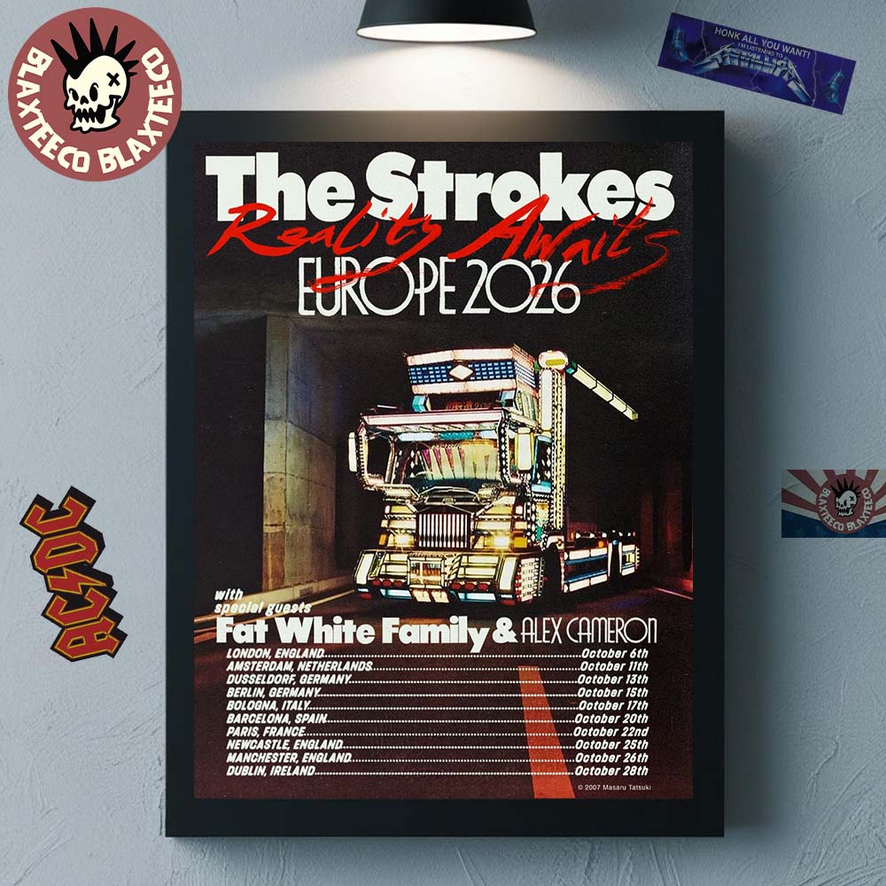 The Strokes Reality Awaits Europe 2026 Tour Schedule Dates Home Decor Poster Canvas Unisex T-shirt, Sweatshirt, Hoodie, Long Sleeve Tee - T-Shirt, Sweatshirt, Hoodie