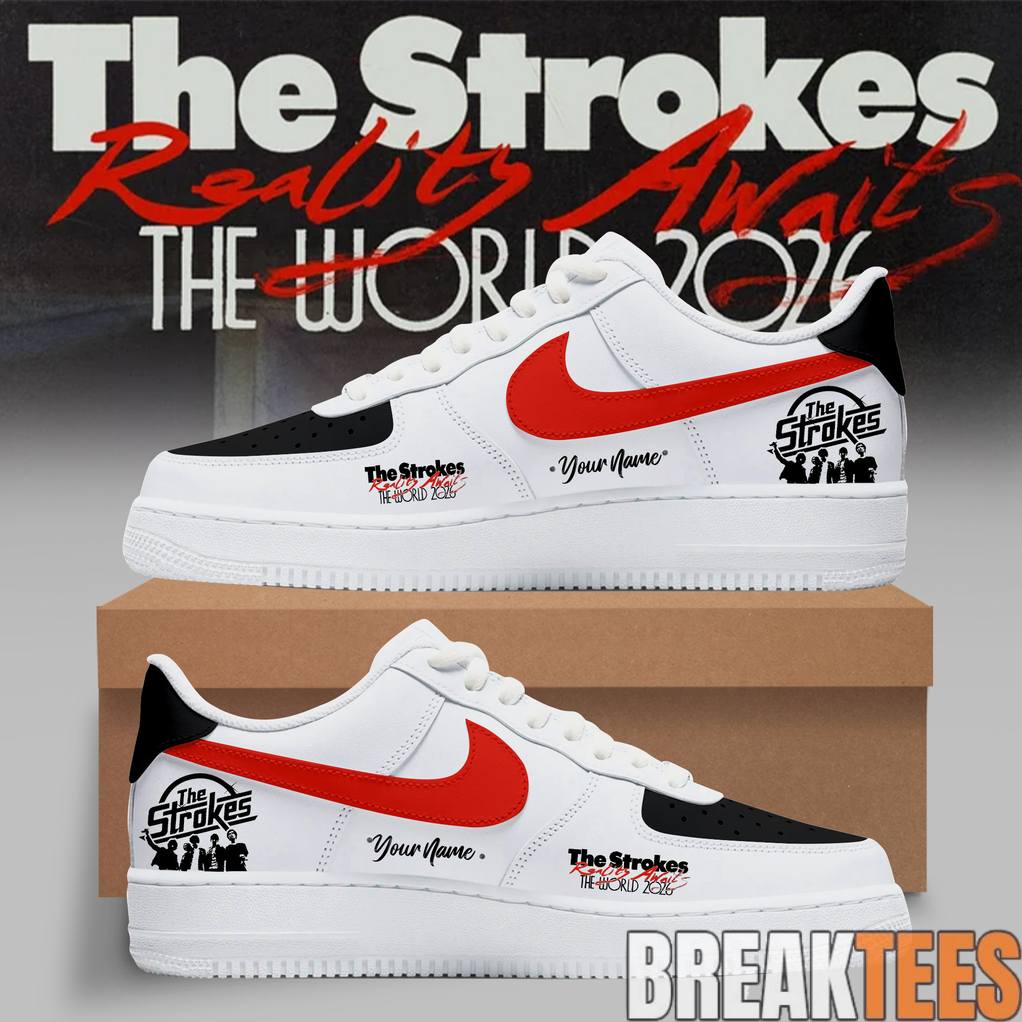 The Strokes Reality Awaits Tour 2026 Custom Air Force 1 Unisex T-shirt, Sweatshirt, Hoodie, Long Sleeve Tee - T-Shirt, Sweatshirt, Hoodie