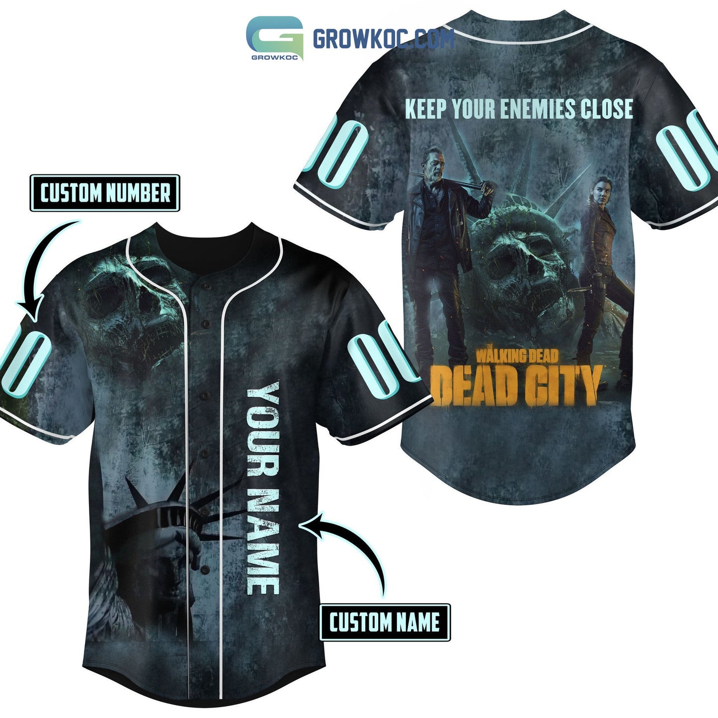 The Walking Dead City Keep Your Enemies Close Personalized Baseball Jersey baseball jersey product view 1