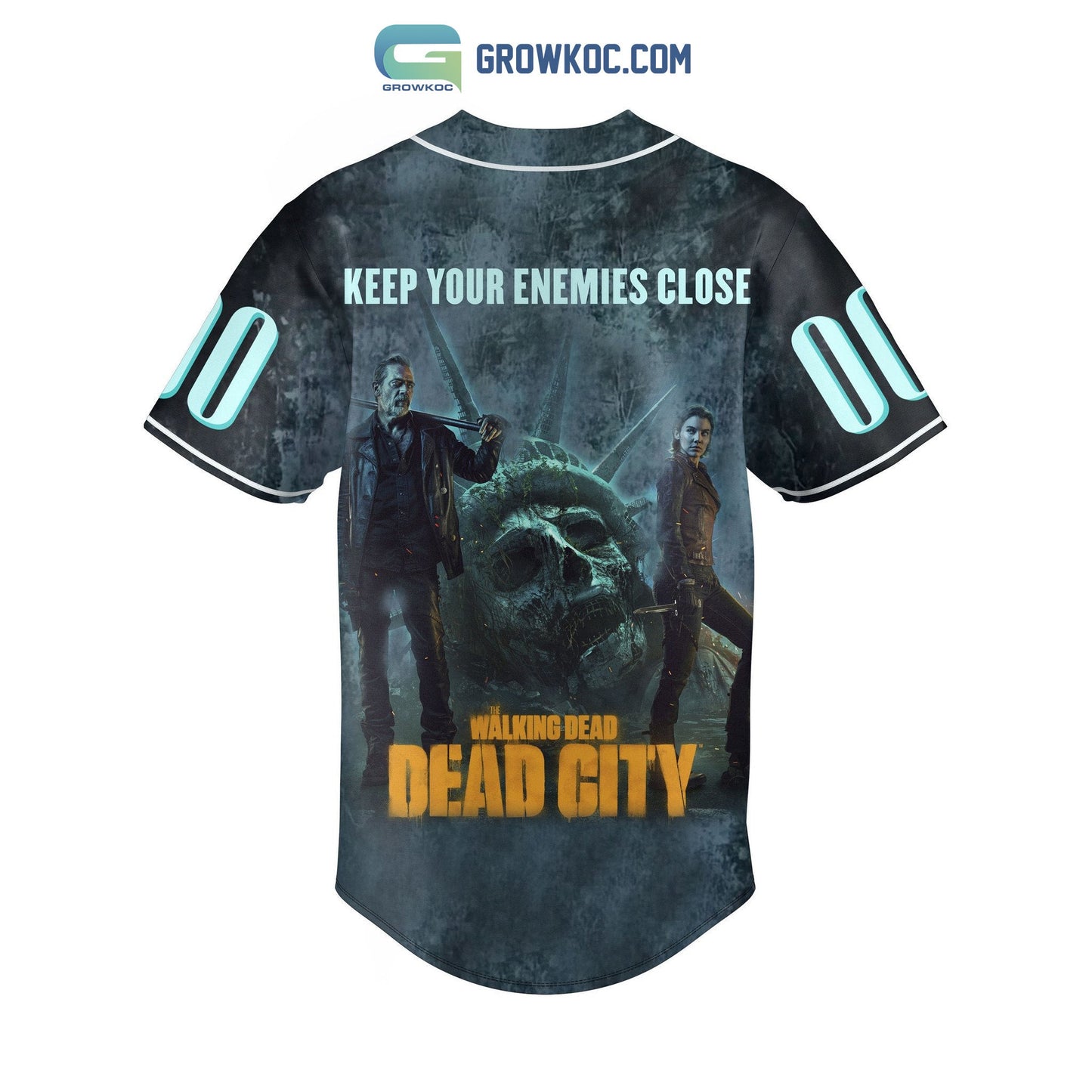 The Walking Dead City Keep Your Enemies Close Personalized Baseball Jersey baseball jersey product view 3