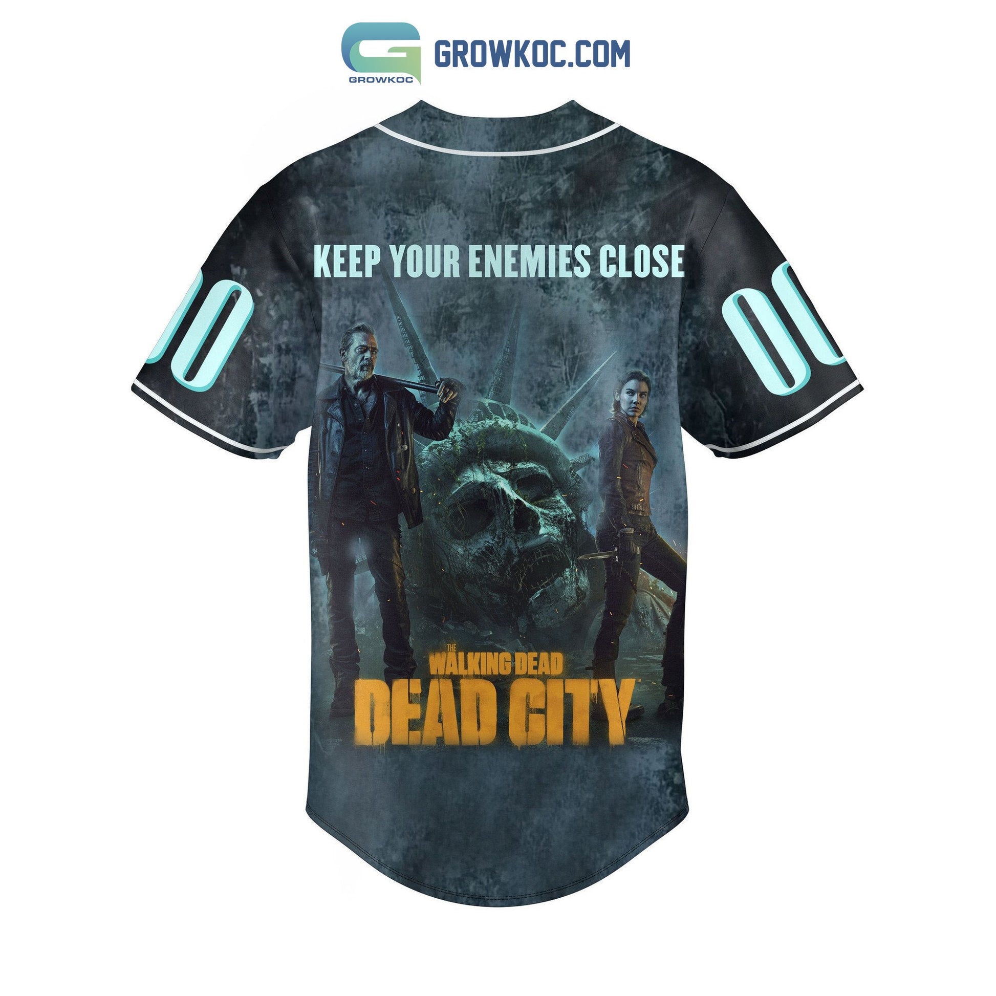 The Walking Dead City Keep Your Enemies Close Personalized Baseball Jersey baseball jersey product view 3