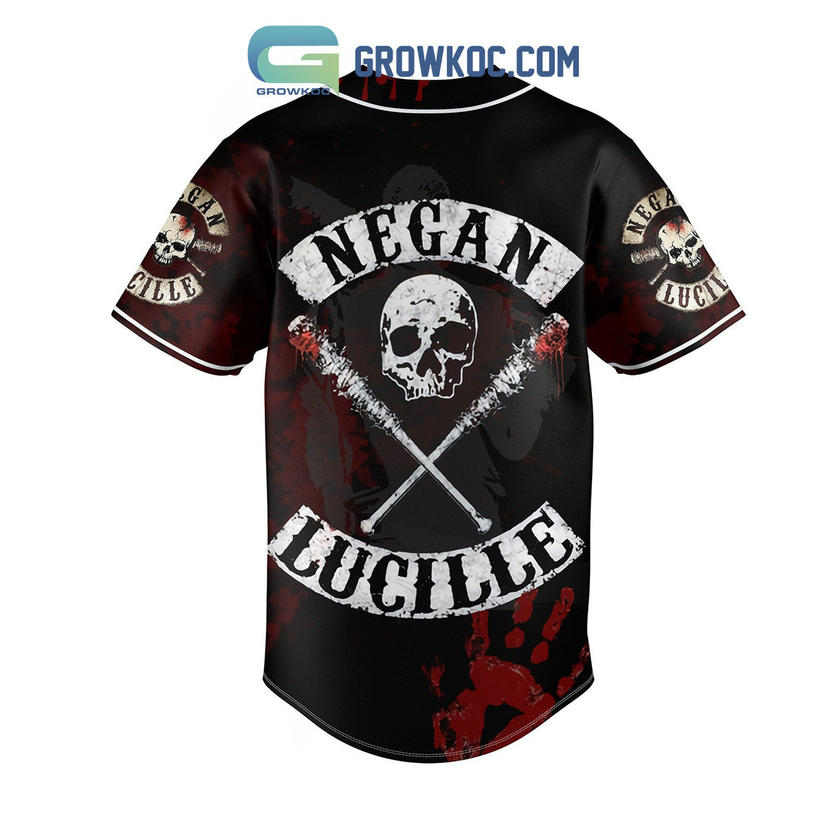 The Walking Dead Negan Lucille Skull Mash Personalized Baseball Jersey baseball jersey product view 2