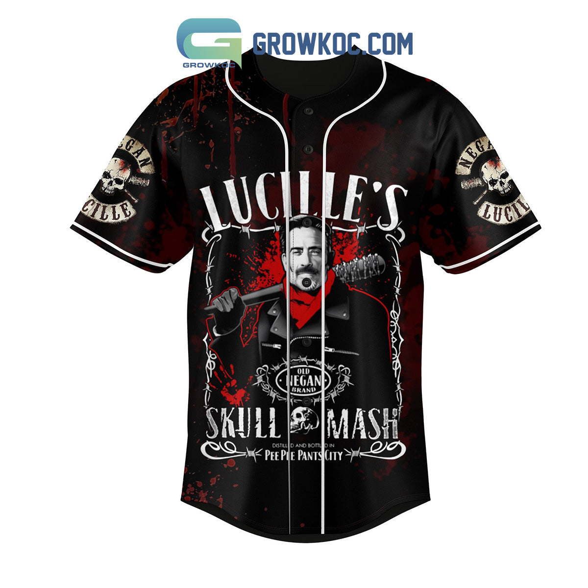 The Walking Dead Negan Lucille Skull Mash Personalized Baseball Jersey baseball jersey product view 3