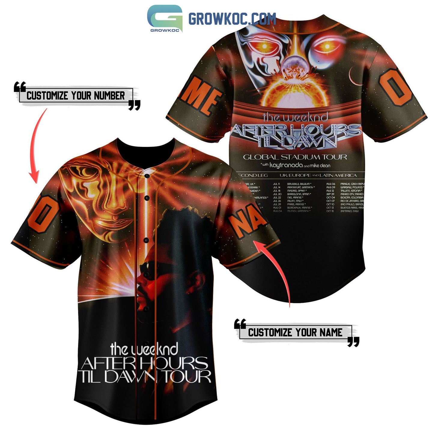 The Weeknd After Hours Til Dawn Tour Personalized Baseball Jersey baseball jersey product view 1